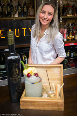 Kirsty Taylor with her "Bella Baleares" cocktail.